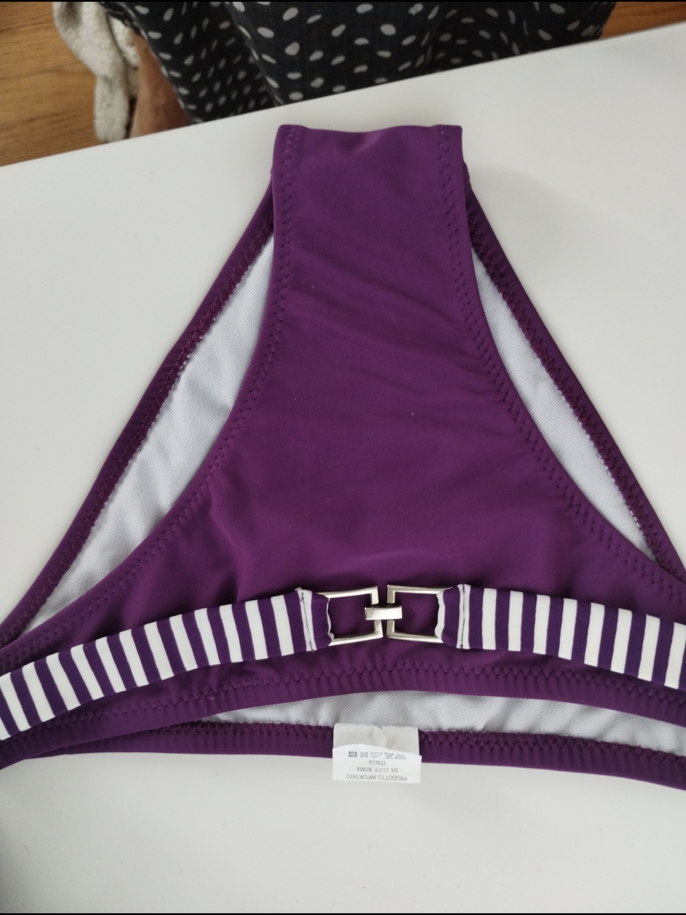 Lucy Purple and White Striped Bikini Top